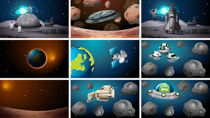 Set of various space scenes