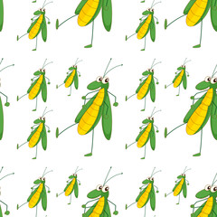 Seamless pattern tile cartoon with grasshopper
