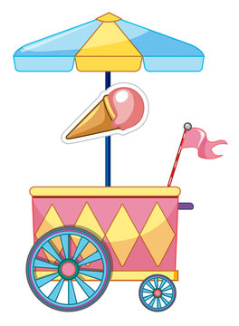 Ice cream car with wheels and umbrella