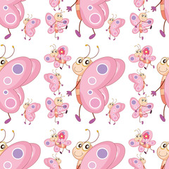 Seamless pattern tile cartoon with butterflies
