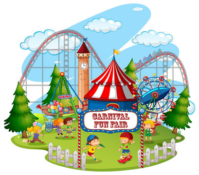 Fun fair theme park on isolated background