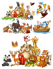 Fototapeta premium Many animals on isolated background
