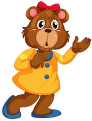 Cute bear in human-like pose isolated