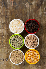 jars with beans grains