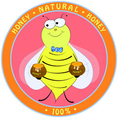 Bee with honey. vector cute illustration.