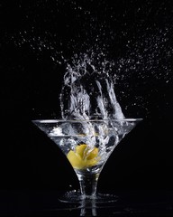 lemon splash in glass