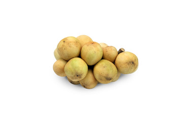  Longkong tropical fruit, Langsat, lanzones, Lansium parasiticum on a white background. - Image