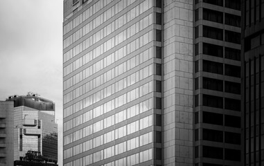 Hong Kong Commercial Building Close Up; Black and White style