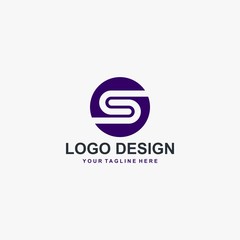 Letter S logo design. Monogram S type abstract symbol. Initial S in circle vector icon.