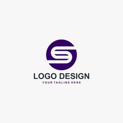 Letter S logo design. Monogram S type abstract symbol. Initial S in circle vector icon.
