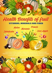 Exotic fruits vitamins. Durian, physalis, kumquat