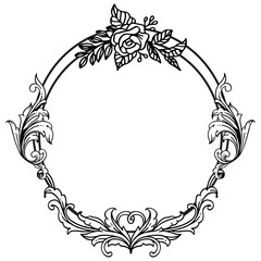 Various flower frame blossom, isolated on white background. Vector