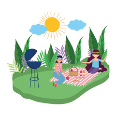 Obraz na płótnie Canvas Women friends having picnic design