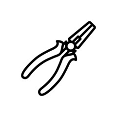 Black line icon for pliers