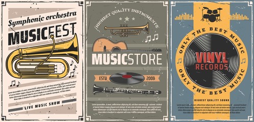 Vinyl records, guitar, drum. Music instrument