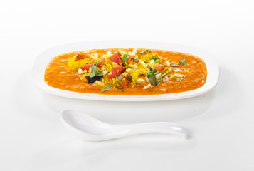 Indian Street Food Ragda Pattice on White Background