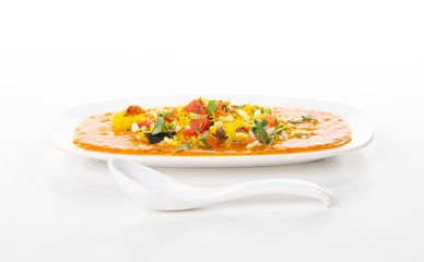 Indian Street Food Ragda Pattice on White Background