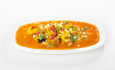 Indian Street Food Ragda Pattice on White Background