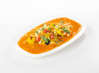 Indian Street Food Ragda Pattice on White Background