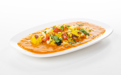 Indian Street Food Ragda Pattice on White Background