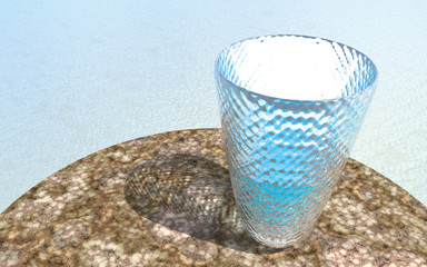 Glass with the water made in 3D Render