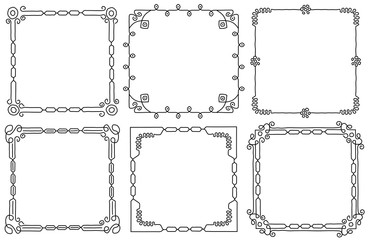 Set of decorative vintage frames. Hand-drawn vector illustration on white background