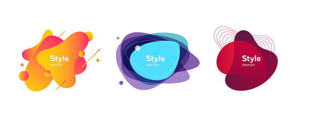 Set of vivid shapes with lines