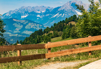 Fototapeta na wymiar Beautiful alpine view at Aurach near Kitzbühel, Tyrol, Austria