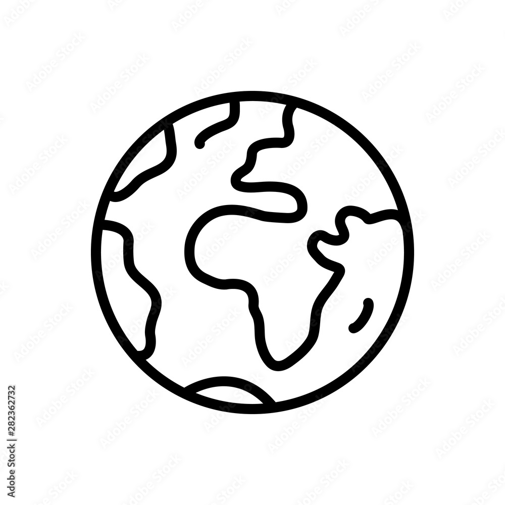 Wall mural black line icon for earth