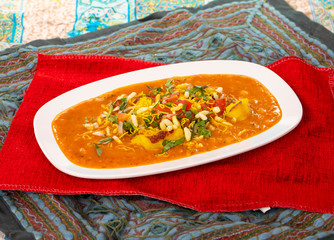 Indian Street Food Ragda Pattice on White Background