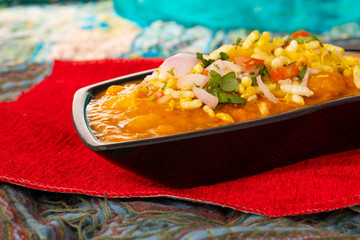 Indian Street Food Ragda Pattice on White Background