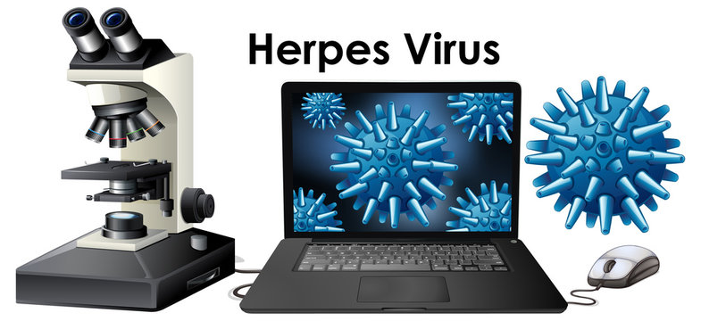 Close up isolated object of virus named Herpes virus