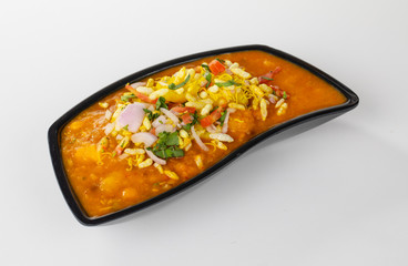 Indian Street Food Ragda Pattice on White Background