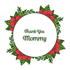 Elegant card thank you mommy, various style of frame, for red wreath. Vector