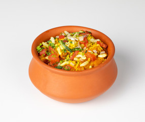 Indian Street Food Ragda Pattice on White Background