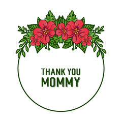 Elegant card thank you mommy, various style of frame, for red wreath. Vector