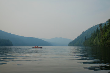 Fototapeta na wymiar Floating on a Lake