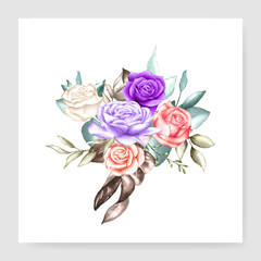 watercolor floral bouquet design wedding card template