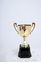 golden cup trophy isolated on white background