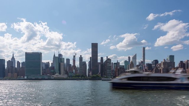 New York City Skyline with Clouds Day Timelapse