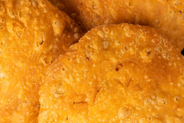 Indian Popular Spicy Snack Kachori Also Know as Kachodi, Katchuri And Fried Dumpling on White Background