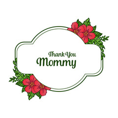 Design beauty red wreath frame, for banner or poster thank you mommy. Vector
