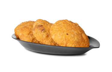 Indian Popular Spicy Snack Kachori Also Know as Kachodi, Katchuri And Fried Dumpling on White Background