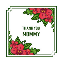 Seamless white background, for text space thank you mommy, with shape pattern of leaf flower frame. Vector