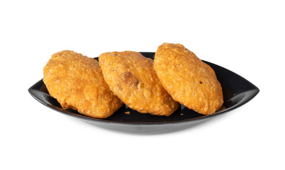 Indian Popular Spicy Snack Kachori Also Know as Kachodi, Katchuri And Fried Dumpling on White Background