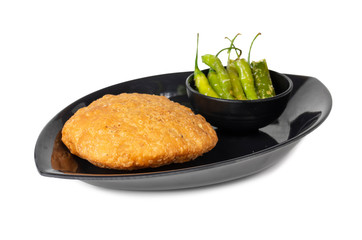 Indian Popular Spicy Snack Kachori Also Know as Kachodi, Katchuri And Fried Dumpling on White Background