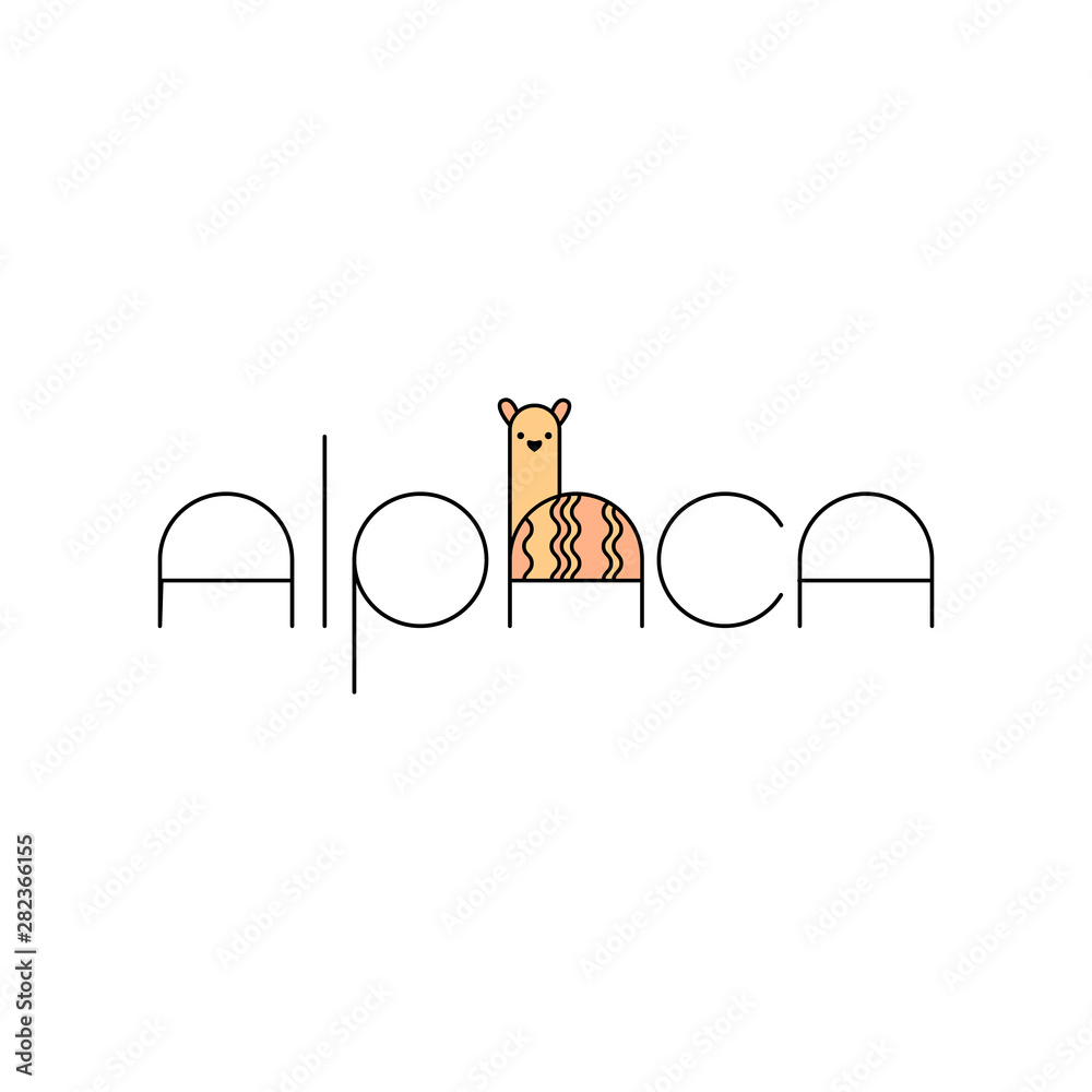 Wall mural alpaca design template