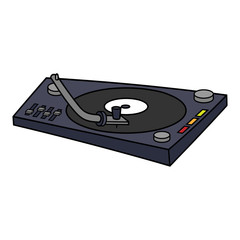 Cartoon DJ Turntable Vector Illustration