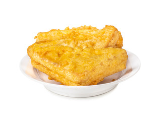 Indian Fried Snack Bread Pakora. It is also known as bread bhaji. A common street food, it is made from bread slices, gram flour, and spices among other ingredients