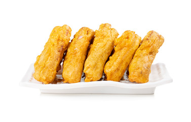 Indian Fried Snack Bread Pakora. It is also known as bread bhaji. A common street food, it is made from bread slices, gram flour, and spices among other ingredients